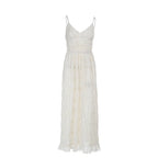 V Neck Maxi Dress With Empire Waist Elegant Sleeveless Gown