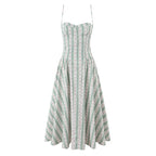 Spaghetti Strap Striped Floral Midi Dress For Women Elegant A Line