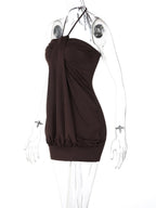 Sexy Halter Backless Mini Dress Ruched