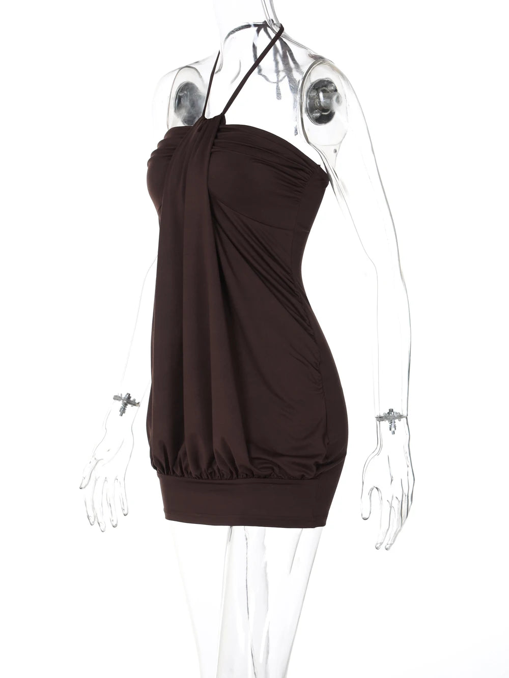Sexy Halter Backless Mini Dress Ruched