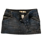 Y2K Denim Mini Skirt With Printed Motif High Waist