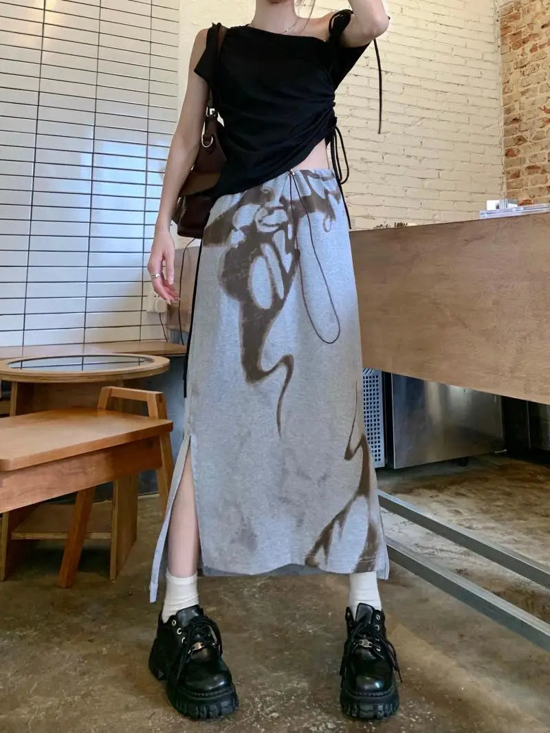 Moody Vintage Streetwear Grunge High Waist Skirt With Lace Up Detailing And Modern Vibe