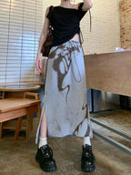 Moody Vintage Streetwear Grunge High Waist Skirt With Lace Up Detailing And Modern Vibe