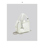 Romantic Litchi Grain Mini Shoulder Bag With Heart Pendant And Delicate Chain Strap