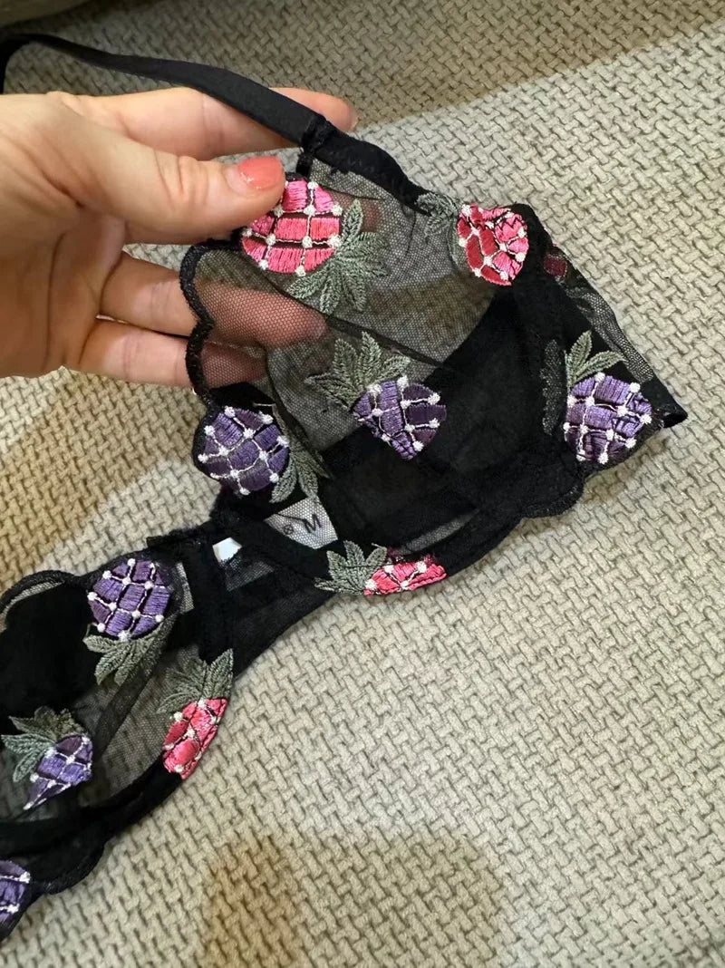 Ultrathin Sheer Push Up Bra Set With Embroidery For Women Delicate Lingerie