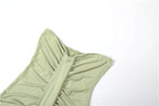 Patchwork Strapless Dress With Ruched Ribbon