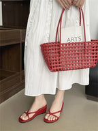 Elegant Cross Strap Wedge Sandals Low Heel Slip On
