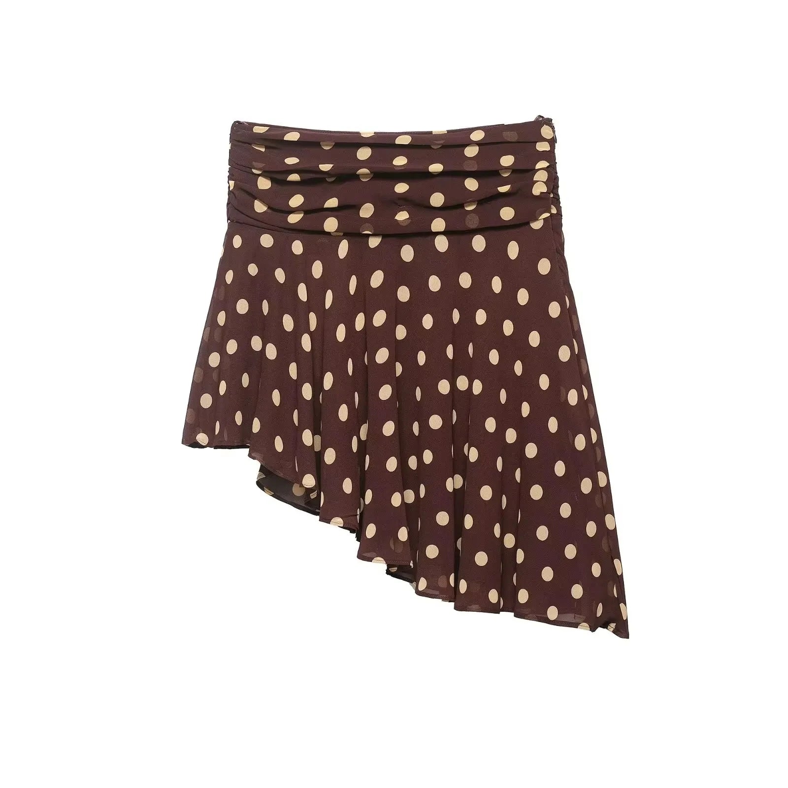 Mini Brown Skirt Yellow Polka Dot High Waist