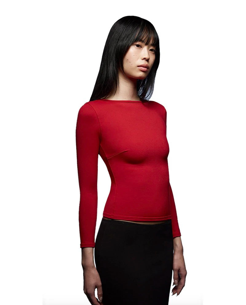 Long-Sleeve Slim-Fit Top With Multicolor High Elastic Base