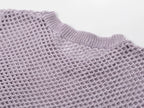 Sunlit Hollow Knit Top Elegant Long Sleeve Jumper Lightweight Sweater