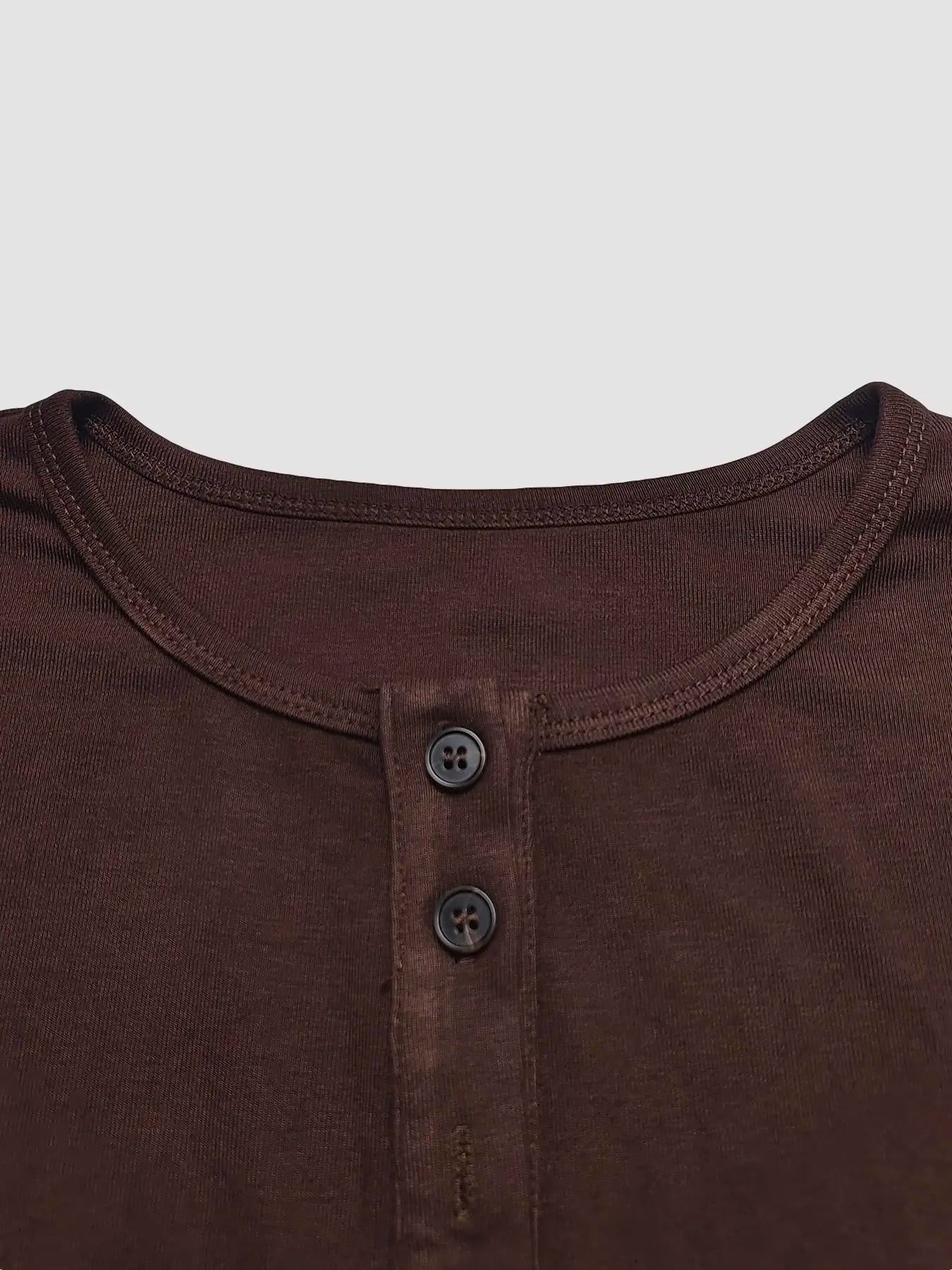 Solid Color Button Front Short Sleeve Tee With Round Neck