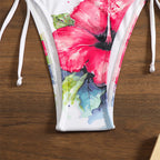Flowers Printed With Skirt Halter Bikini Three-pieces Bikini set
