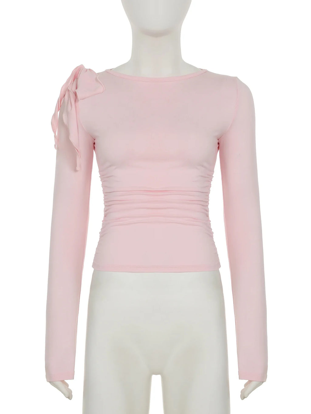 Long Sleeve Belted Top With Gathered Design