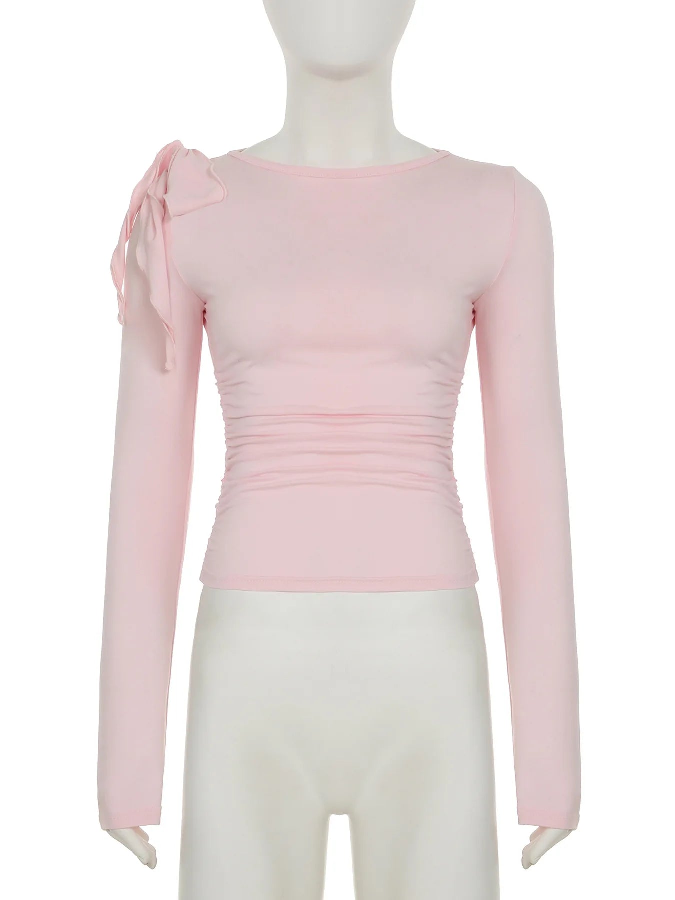 Long Sleeve Belted Top With Gathered Design