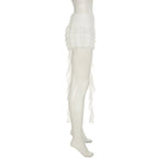 Irregular Mesh Ruffle Edge Low Waist Short Skirt