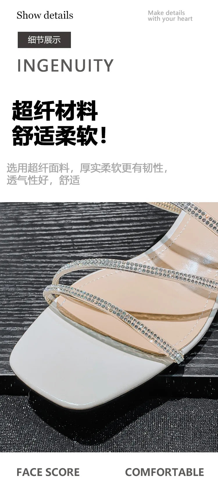 Crystal Rhinestone Clear Strap Sandals With Low Heel