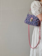 Contrast Color Star Print Crossbody Bag for Women Lightweight Shoulder Purse With Buckle