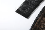 Coquettish Low Neck Maxi Dress With Lace Full Sleeve Midnight Jacquard
