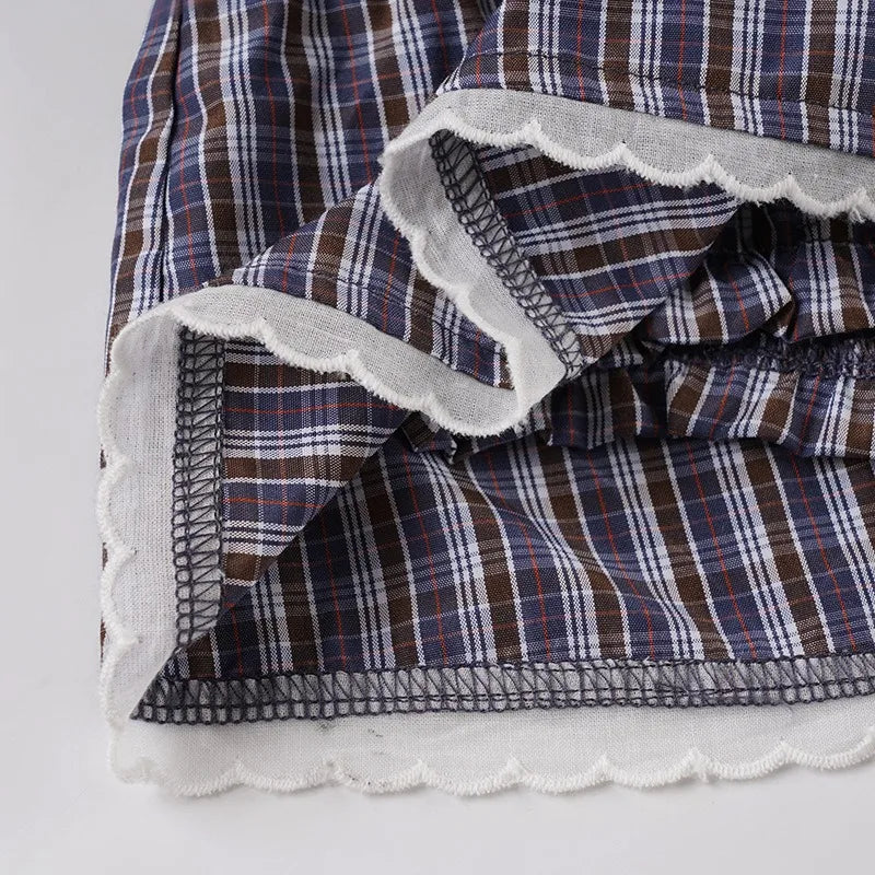 Plaid Streetwear Set With Cropped Shirt And Mini Skirt