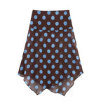 Blue Polka Dot Two Piece Set With Halter Top And Midi Skirt