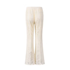 White Lace Sheer Flare Pants For Women Boho Style Elegant Casual Wide Leg Trousers