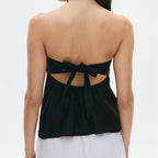 Strapless Peplum Top With Ruffle Hem Bandeau Backless