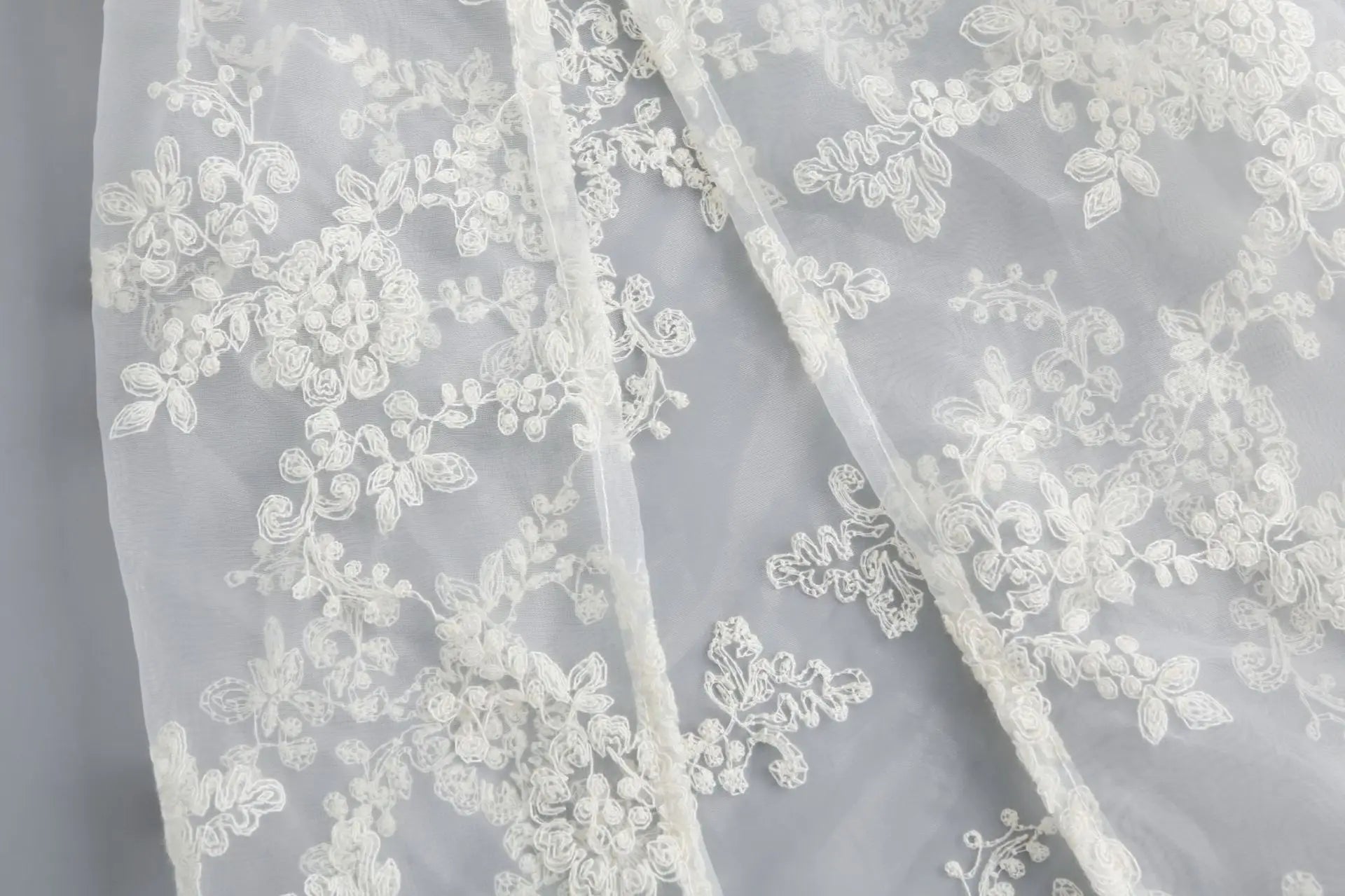 Floral Embroidered Lace Sheer Skirt Overlay