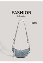 Denim Blue Crossbody Bag For Women With Harajuku Street Flair And Modern High Street Style
