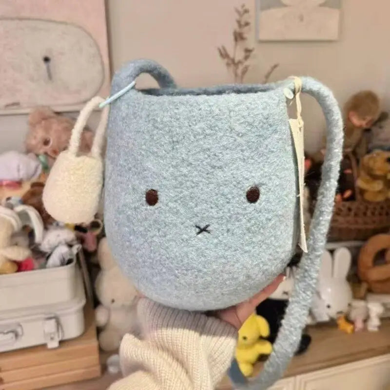 Whimsical Kawaii Felt Crossbody Bag With Cute Charm