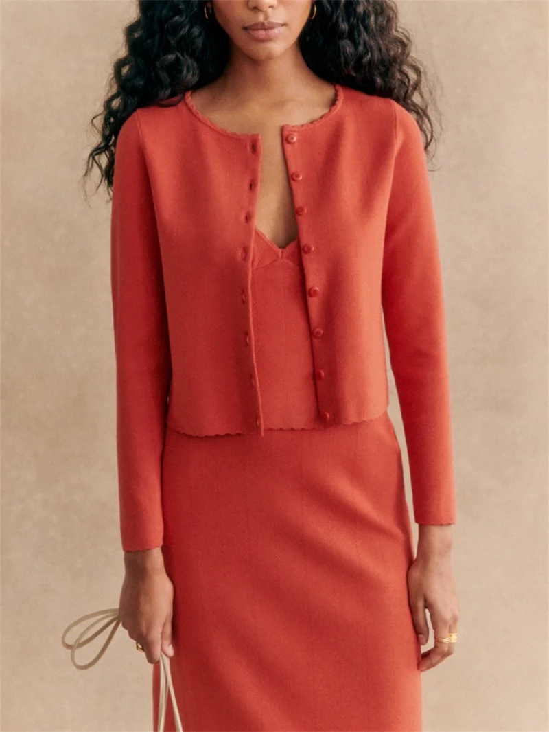 Jacquard Knit Cardigan & Cami Set
