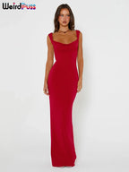 Chic Backless Maxi Dress With Bow Lace Up Details For Evening
