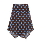 Blue Polka Dot Two Piece Set With Halter Top And Midi Skirt