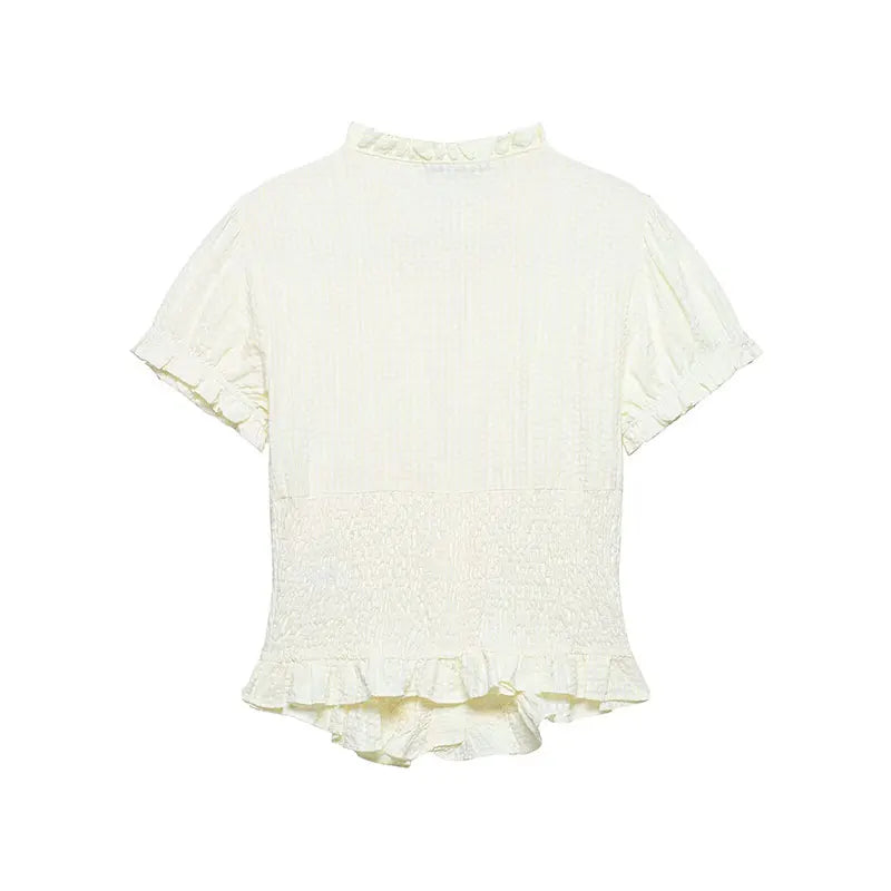 Elegant Chest Cutout Top With Elastic Waist