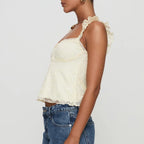 Fashion Women's Lace Floral Patchwork Cami Tops Sleeveless Open Back Low Cut