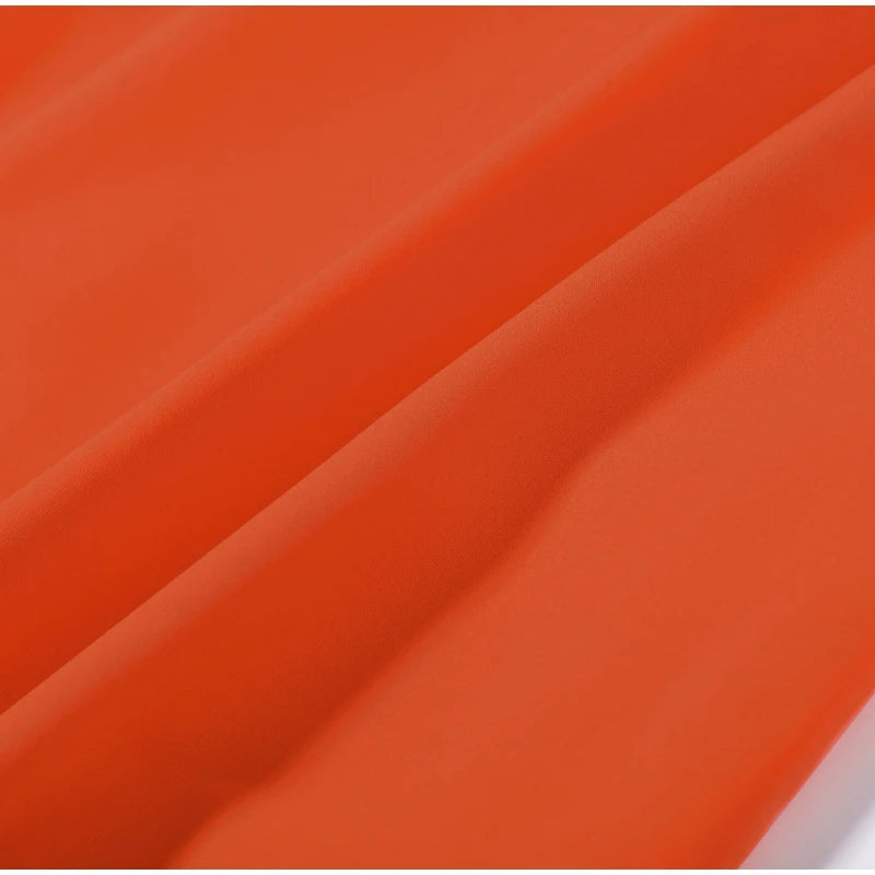 Orange Color Blocking Scarf Collar Maxi Dress For Lady Sleek Cinched Waist Bodycon Silhouette