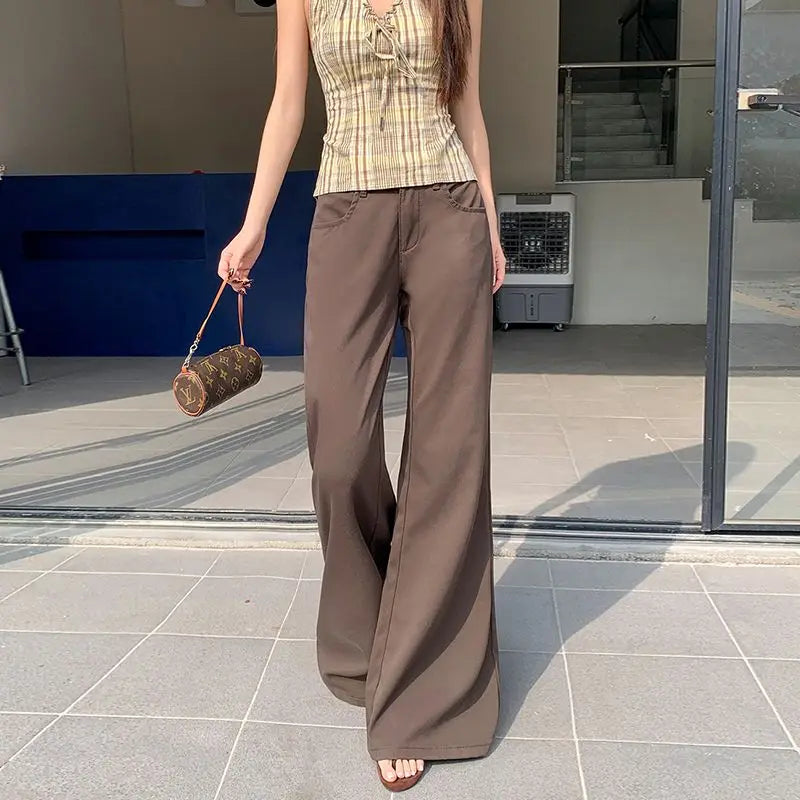 Antiwrinkle Flare Pants With Slimming Comfort Low Waisted