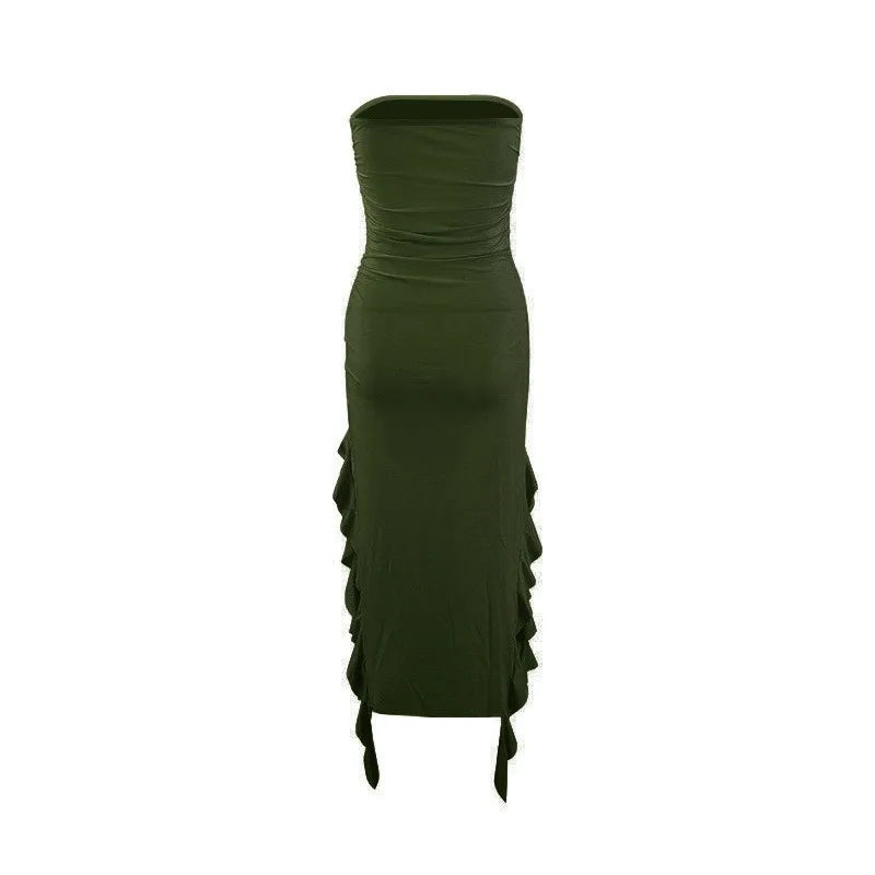 Tube Top Strapless Sexy Midi Dress