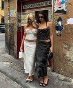 Two-Piece Set Women's Sexy Polka Dot Top Casual Maxi Skirts Sets