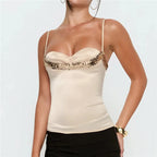 Women Satin Sequin Sweetheart Cami Top