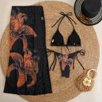 Flowers Printed With Skirt Halter Bikini Three-pieces Bikini set