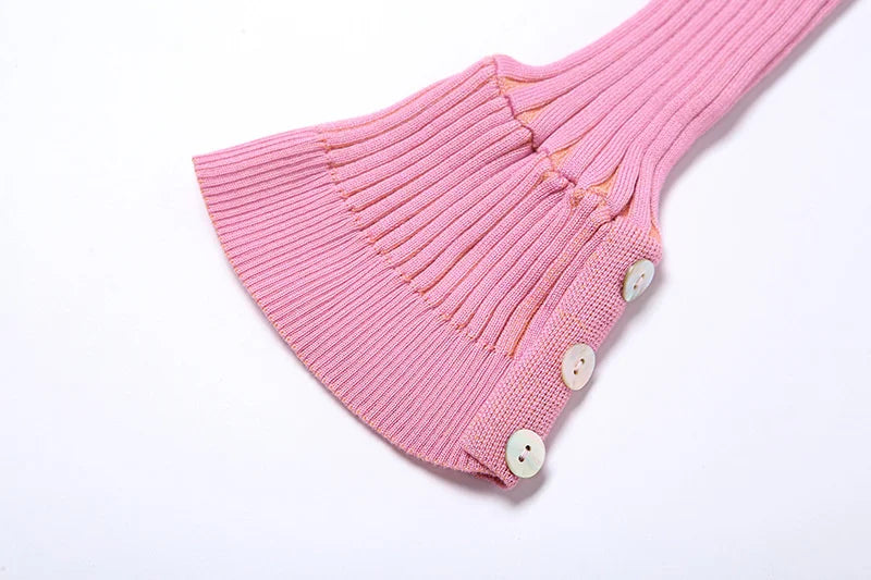 Irregular Pink Cardigan With Removable Layer For Women Soft Knit Top Modern