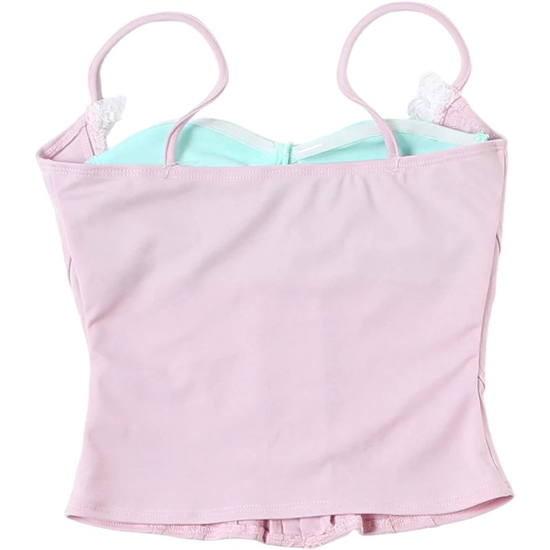 Sweet Romance Patchwork Lace Camisole With Soft Neckline