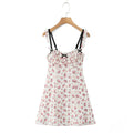 Romantic Beige Pink Flower Sling Sexy Dress Ruched Bra Backless  Dress