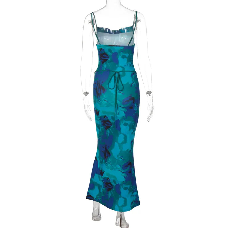 Backless Dress With Spaghetti Strap And V Neck