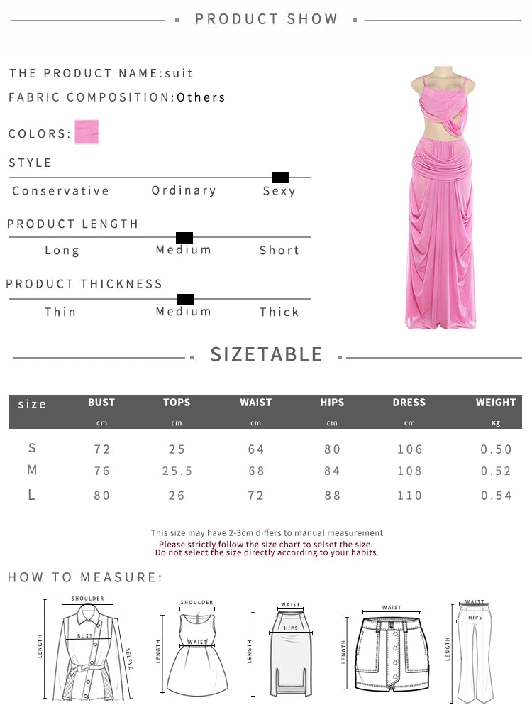 Ruched Set With Backless Camisole Top And Elastic Waist Skirt