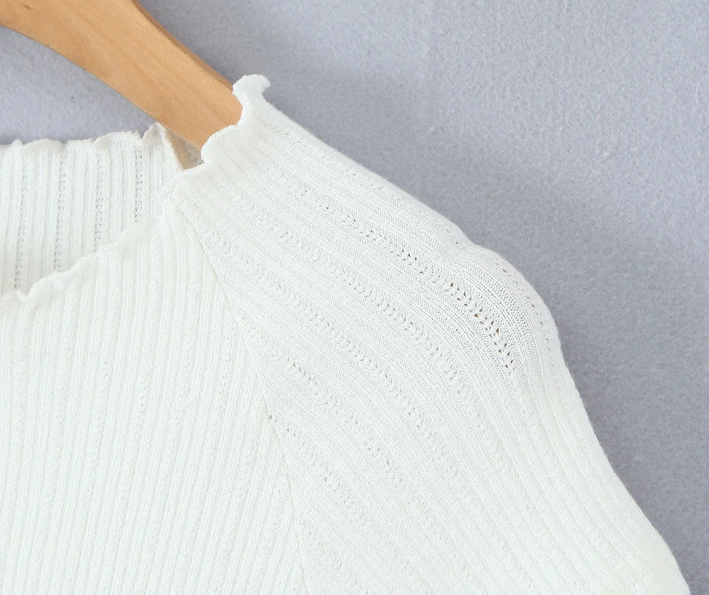 O Neck Slim White Cotton Tee For Women Short Sleeve