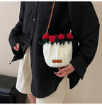String Bucket Bag For Women Lightweight Crossbody Versatile Hollowout Design