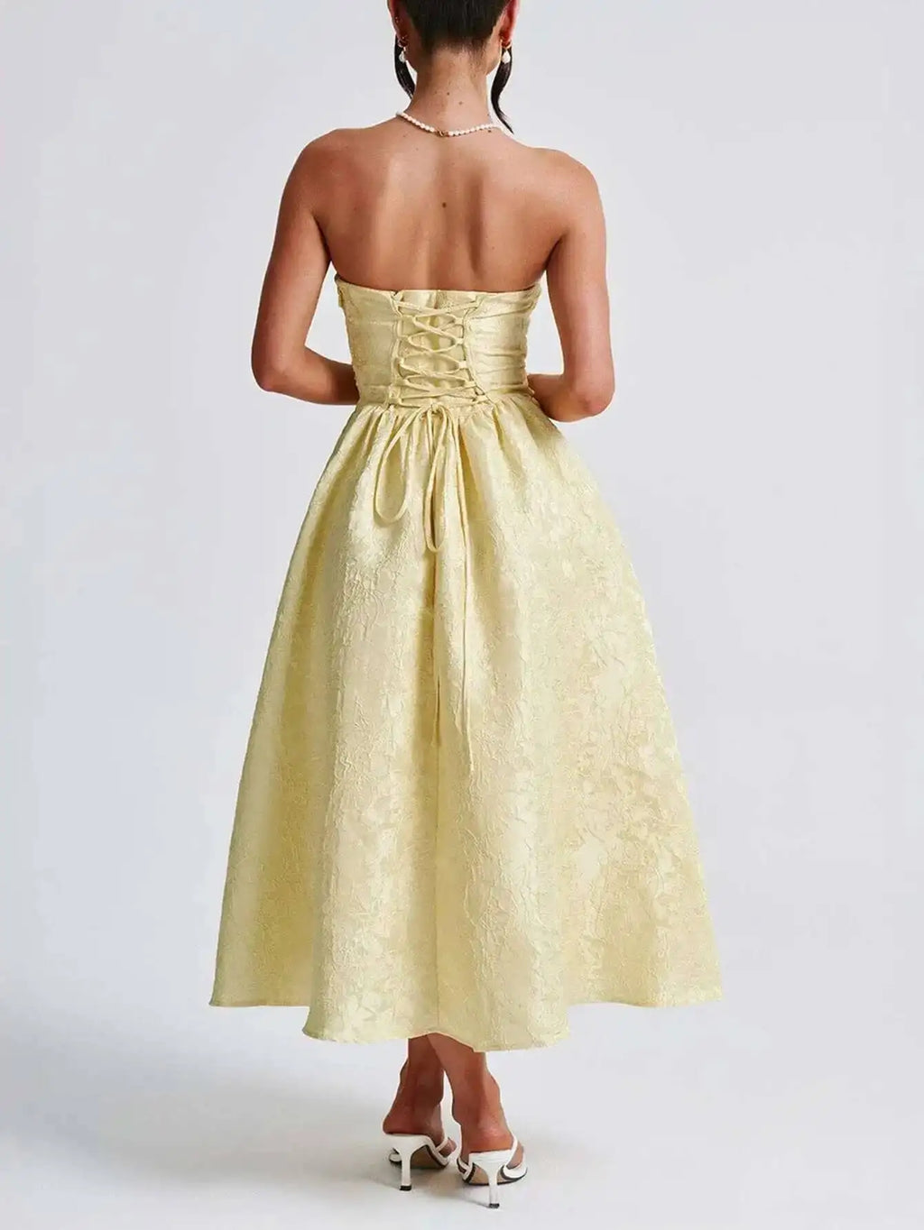Backless Halter Evening Dress With Lace Jacquard For Elegant Special Occasions