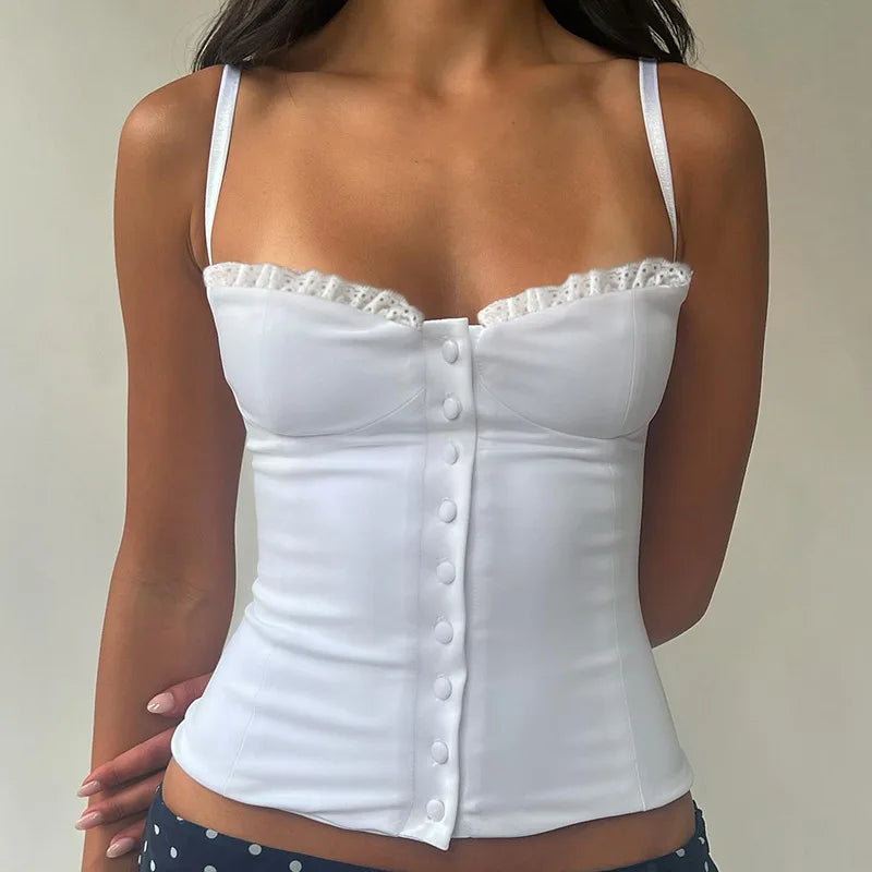 Lace Patchwork Cropped Camisole With Cinched Waist Slender Ruched Top