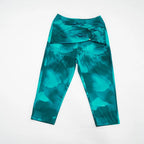 Retro Tie-Dye Two Piece Set Halter Crop Top Backless Ruched Skinny Capri Pants